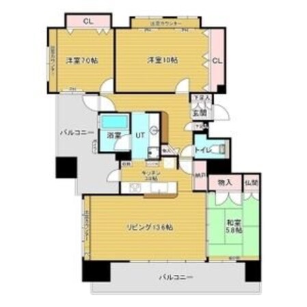 麻生駅 徒歩3分 13階の物件間取画像